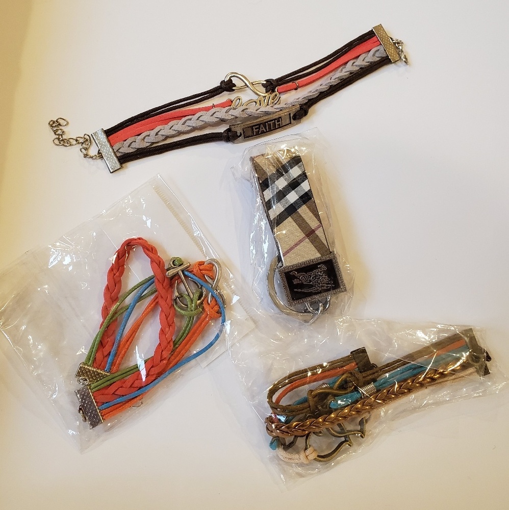 Bracelets and a keychain